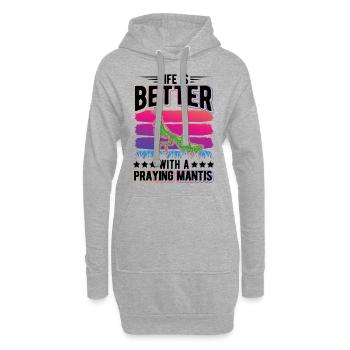 Gottesanbeterin Mantis Fangschrecke - Hoodie-Kleid - Grau meliert - Vorne