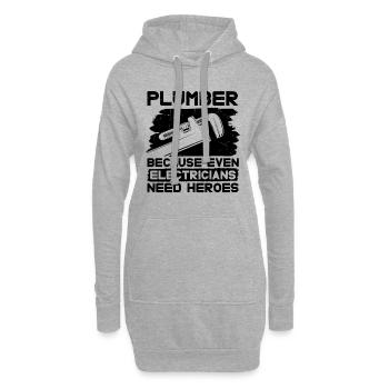 Plumber Because Even Electricians Pipe Plumbing - Hoodie-Kleid - Grau meliert - Vorne