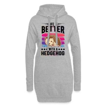 Life is better with a Hedgehog Igel - Hoodie Dress - heather grey - Front