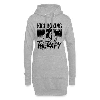 Kickboxing Is My Therapy Boxing Kickboxer Fighter - Hoodie-Kleid - Grau meliert - Vorne