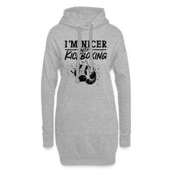 Kickboxer Je suis plus gentil après Kickboxing Boxing Sport - Sweat-shirt à capuche long Femme - gris chiné - Devant