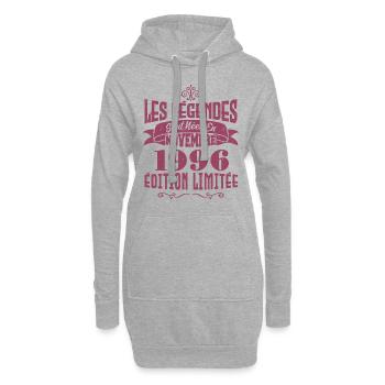 Les légendes sont nées en novembre 1996 - Sweat-shirt à capuche long Femme - gris chiné - Devant