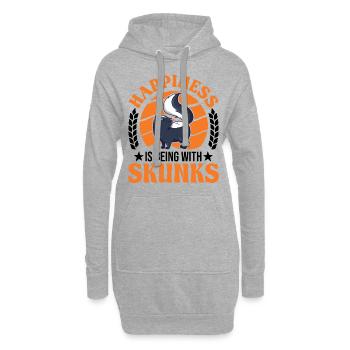 Le bonheur, c’est d’être avec Skunks Skunk - Sweat-shirt à capuche long Femme - gris chiné - Devant