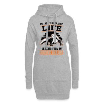 Komodowaran Komododrache Waran - Hoodie-Kleid - Grau meliert - Vorne