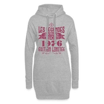 Les légendes sont nées en novembre 1976 - Sweat-shirt à capuche long Femme - gris chiné - Devant