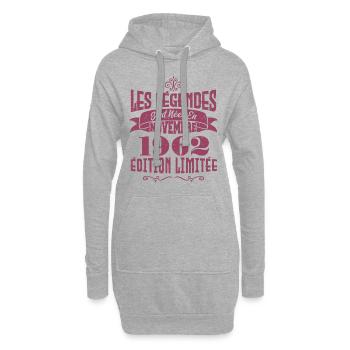 Les Légendes Sont Nées En Novembre 1962, Anniv - Sweat-shirt à capuche long Femme - gris chiné - Devant