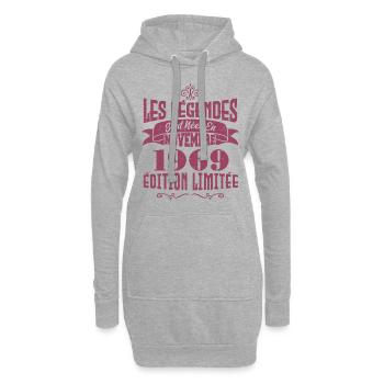 les légendes Sont Nées En Novembre 1969 . Annive - Sweat-shirt à capuche long Femme - gris chiné - Devant
