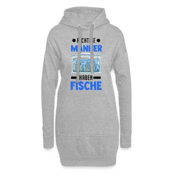 Richtige Männer haben Fische Aquarium Aquaristik - Hoodie-Kleid - Grau meliert - Vorne