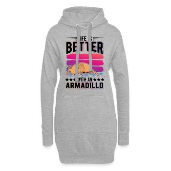 Life is better with an Armadillo Gürteltier - Hoodie Dress - heather grey - Front