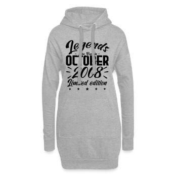 LEGENDS ARE BORN IN OCTOBER 2008 anniversary gift - Sweat-shirt à capuche long Femme - gris chiné - Devant