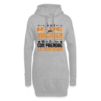 Je Suis Kiné Pas Magicien - Sweat-shirt à capuche long Femme - gris chiné - Devant