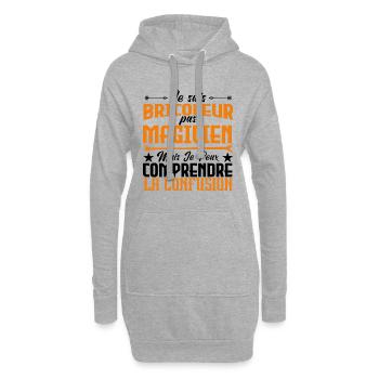 je suis Bricoleur pas magicien - Sweat-shirt à capuche long Femme - gris chiné - Devant