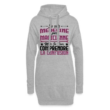 Je suis médecine, pas magicienne - Sweat-shirt à capuche long Femme - gris chiné - Devant