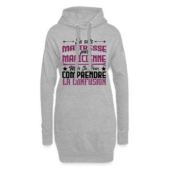 Je suis un maîtresse, pas un magicien. - Sweat-shirt à capuche long Femme - gris chiné - Devant