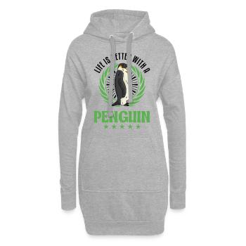 Life is better with a Penguin Pinguin - Hoodie-Kleid - Grau meliert - Vorne