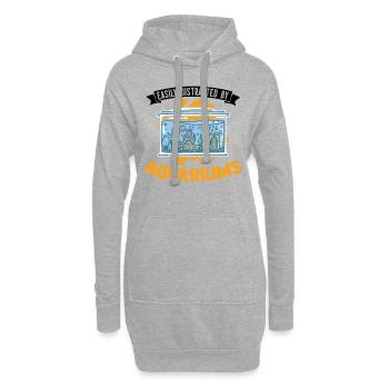 Easily distracted by Aquariums Aquaristik Aquarist - Hoodie-Kleid - Grau meliert - Vorne