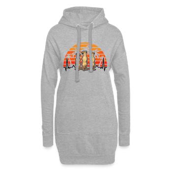 Suricate Heartbeat Rétro Suricate - Sweat-shirt à capuche long Femme - gris chiné - Devant