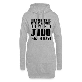 Le rire de judo est le deuxième karaté sportif de combat - Sweat-shirt à capuche long Femme - gris chiné - Devant