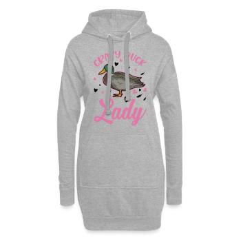 Crazy Duck lady éleveur de canards - Sweat-shirt à capuche long Femme - gris chiné - Devant
