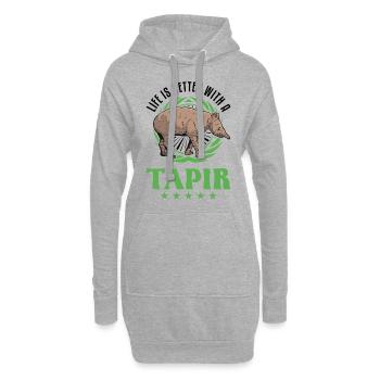 La vie est meilleure avec un Tapir - Sweat-shirt à capuche long Femme - gris chiné - Devant