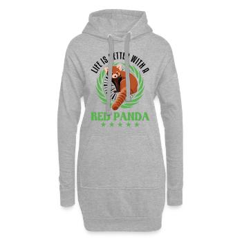 La vie est meilleure avec un panda roux roter panda - Sweat-shirt à capuche long Femme - gris chiné - Devant