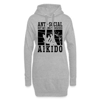 Samouraï combattant d’Aïkido antisocial mais volontaire - Sweat-shirt à capuche long Femme - gris chiné - Devant