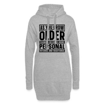 En vieillissant, vous entraînez le Wing Chun de chasseur - Sweat-shirt à capuche long Femme - gris chiné - Devant