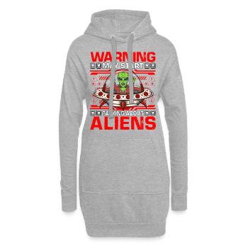 Warning may start talking about Aliens - Hoodie-Kleid - Grau meliert - Vorne