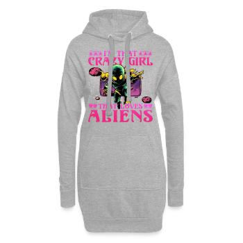I'm that crazy Girl that loves Aliens - Hoodie-Kleid - Grau meliert - Vorne