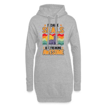 Robbe Cadeau Lion de mer - Sweat-shirt à capuche long Femme - gris chiné - Devant
