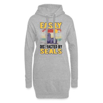 Easily distracted by Seal Robbe Seelöwe - Hoodie-Kleid - Grau meliert - Vorne
