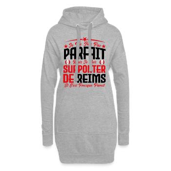 je ne suis pas parfait, supporteur de Reims. - Sweat-shirt à capuche long Femme - gris chiné - Devant