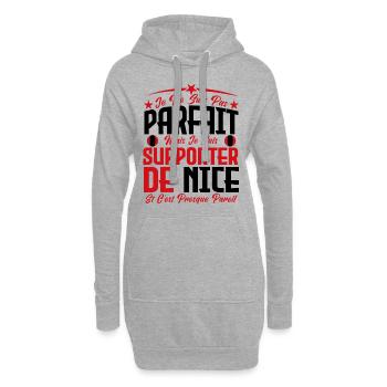 je ne suis pas parfait, supporteur de Nice . - Sweat-shirt à capuche long Femme - gris chiné - Devant