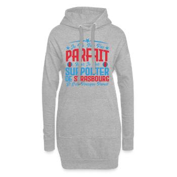 je ne suis pas parfait, supporteur de Strasbourg. - Sweat-shirt à capuche long Femme - gris chiné - Devant
