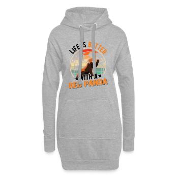 La vie est meilleure avec un panda roux Roter Panda - Sweat-shirt à capuche long Femme - gris chiné - Devant