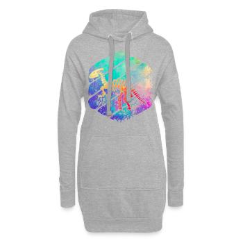 Dinosaure - Sweat-shirt à capuche long Femme - gris chiné - Devant