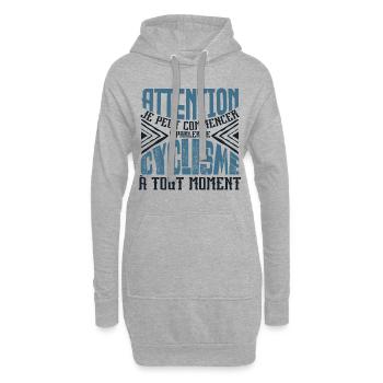 Avertissement, cyclisme à tout moment. - Sweat-shirt à capuche long Femme - gris chiné - Devant