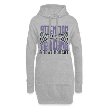 Avertissement, trading à tout moment. - Sweat-shirt à capuche long Femme - gris chiné - Devant