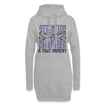 Avertissement, chantier à tout moment. - Sweat-shirt à capuche long Femme - gris chiné - Devant