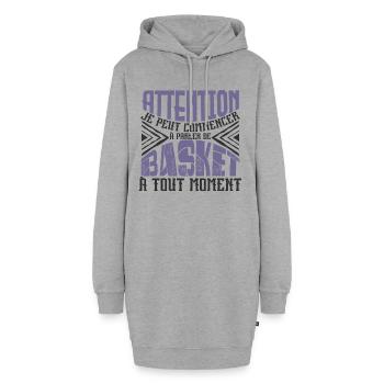 Avertissement, Basket à tout moment. - Sweat-shirt à capuche long Femme - gris chiné - Devant