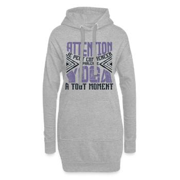 Avertissement, Yoga à tout moment. - Sweat-shirt à capuche long Femme - gris chiné - Devant