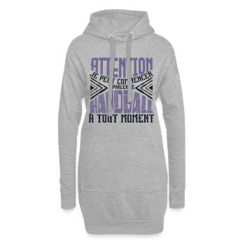 Avertissement, handball à tout moment. - Sweat-shirt à capuche long Femme - gris chiné - Devant