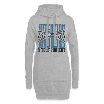 Avertissement, Judo à tout moment. - Sweat-shirt à capuche long Femme - gris chiné - Devant