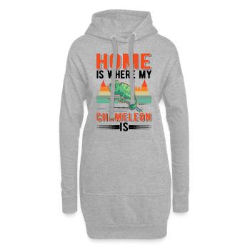 Caméléon Accueil Caméléon - Sweat-shirt à capuche long Femme - gris chiné - Devant