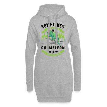 Caméléon Cadeau Caméléon - Sweat-shirt à capuche long Femme - gris chiné - Devant