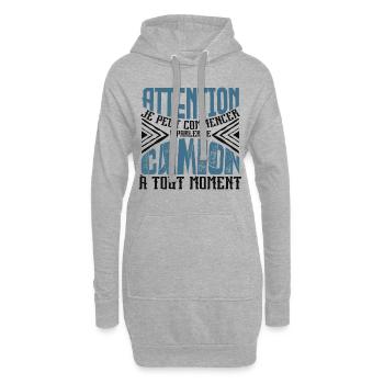 Avertissement, Camion à tout moment. - Sweat-shirt à capuche long Femme - gris chiné - Devant