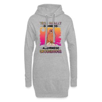 Murmeltier Groundhog Day Waldmurmeltier - Hoodie-Kleid - Grau meliert - Vorne