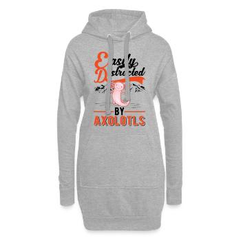 Facilement distrait par les axolotls Schwanzlurch - Sweat-shirt à capuche long Femme - gris chiné - Devant