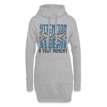 Avertissement, Algérie à tout moment. - Sweat-shirt à capuche long Femme - gris chiné - Devant