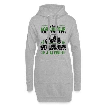 Je suis agriculteur je ne m'arrête pas agriculteur - Sweat-shirt à capuche long Femme - gris chiné - Devant
